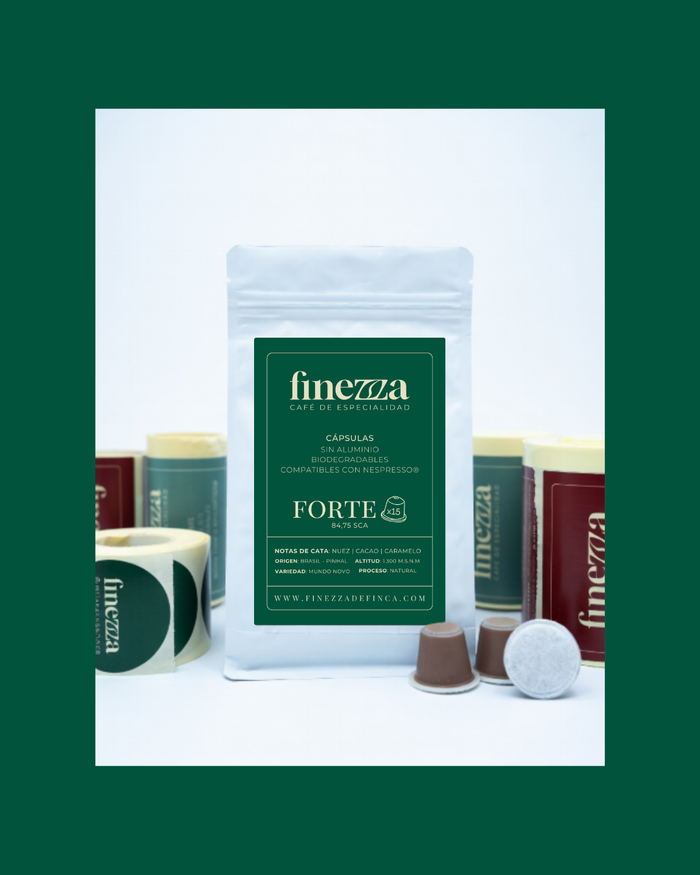 Etiqueta Finezza Forte · Cápsulas Nespresso de café de especialidad sin aluminio
