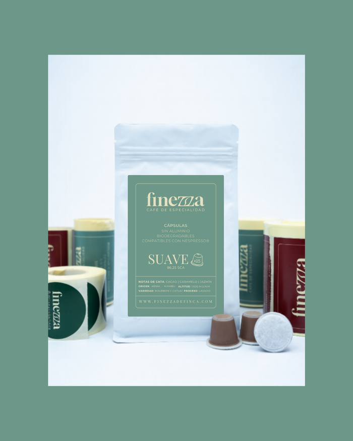 Etiqueta Finezza Suave · Cápsulas Nespresso de café de especialidad delicado